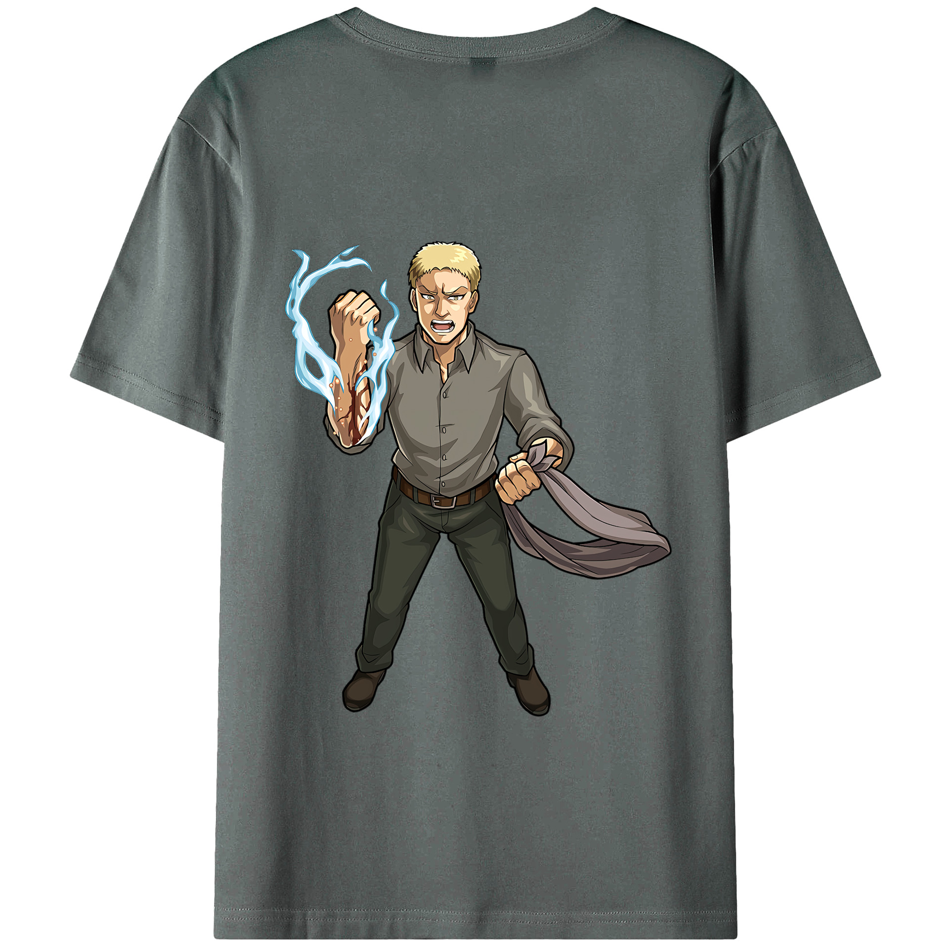 （画像用） 進撃の巨人 ライナー・ブラウン Attack on Titan Reiner Braun 綿100％半袖Tシャツ（背面プリント）